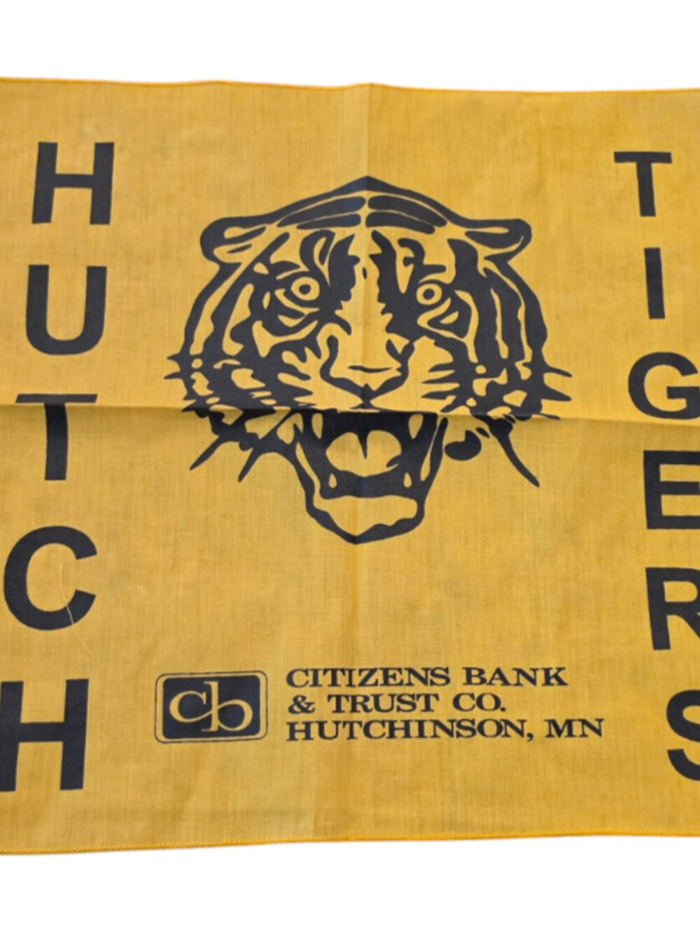 Vintage 1950s Hutch Tigers Minnesota yellow and black vintage rally bandana